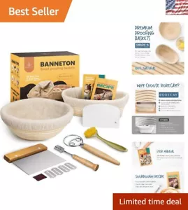 Natural Rattan Banneton Bread Proofing Basket Set - 9 Inch Round & 10 Inch Oval - Picture 1 of 10