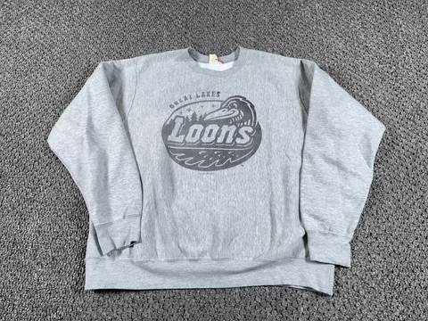 MV Sport Great Lakes Loons Sweatshirt Adult XL Gray Logo Print Pro Weave Heavy Cover