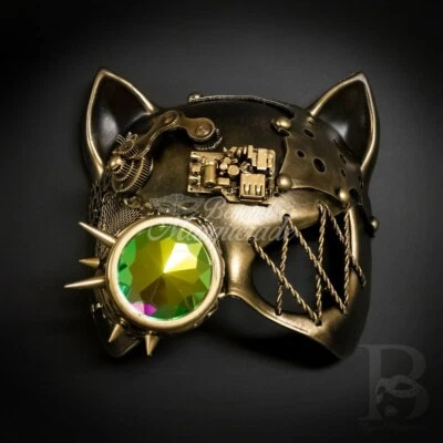 Gatto Cat Steampunk Goggle Mask Gold M39573 - Image 1 of 4