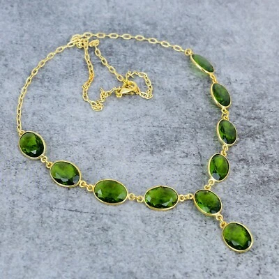 Peridot Gemstone Pendant 925 Sterling Silver Aesthetic Necklace Gift For Her - Image 1 of 4