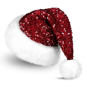 Santa Hats with Shiny Sequin Christmas Hats for New Year Xmas Festive Party H... - Picture 1 of 7