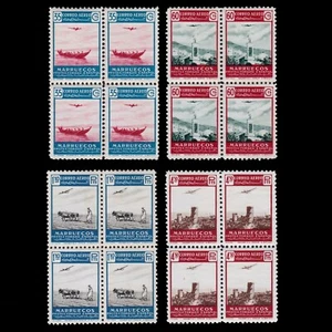 España.Marruecos.1953.Paisajes Avión.Serie Blq 4 MNH.Edifil 369-372 - Imagen 1 de 3