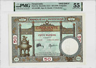 French India 50 Rupees P 7 As 1936 Rare Pmg Signed Indian Large Money Bank Note