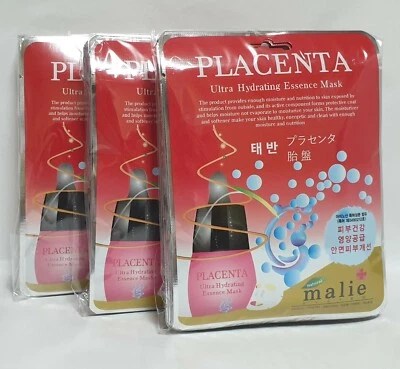 30pcs Malie PLACENTA Face Mask Packs Sheet 25g Whitening Wrinkle Care Cosmetic - Image 1 of 4