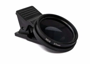 ND8 Lens 37 MM Neutral Density Grey Filter with Clip for Smartphones IN Black - Zdjęcie 1 z 4