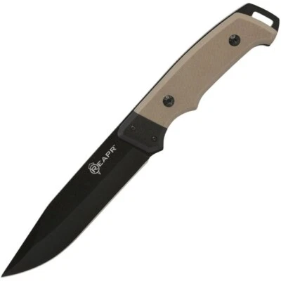Cuchillo fijo Reapr 5" Polvo negro Hoja de acero 420 Mango G10 negro y beige 11009 Foto 1 de 4
