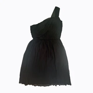 J.Crew Black Silk Chiffon Dress Sheer One Shoulder 90s Y2K Fairy Whimsigoth Sz4P - Picture 1 of 6