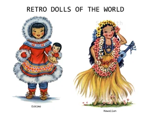 ESKIMO, HAWAIIAN RETRO DOLLS OF THE WORLD Giclee 8x10 Print - Picture 1 of 1