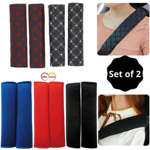 2 x Car Seat Belt Cover Pads Car Safety Cushion Covers Strap Pad For Adults Kids - Picture 1 of 29
