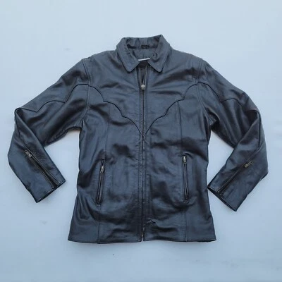 Unik Premium Chaqueta de Cuero Genuino Negra Pesada Motociclista Forro Extraíble M Foto 1 de 4