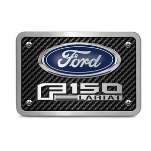 Ford F-150 Lariat 3D Logo Carbon Fiber Texture Billet Aluminum Tow Hitch Cover - Picture 1 of 5