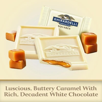 GHIRARDELLI WHITE Chocolate CARAMEL CENTER SQUARE WRAPPED BULK BAG VALUE PRICE!! - Image 1 of 4