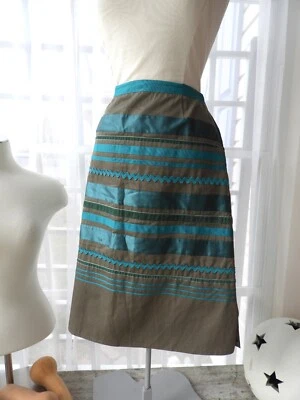 Falda de Algodón Victor Costa Verde Cinta Línea A Años 80 De Colección Talla M/L Foto 1 de 4