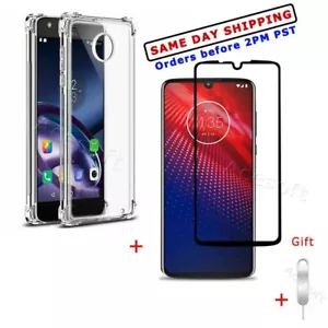 Tempered Glass Screen Protector Soft TPU Case for Motorola Moto Z4 Verizon Phone - Picture 1 of 1