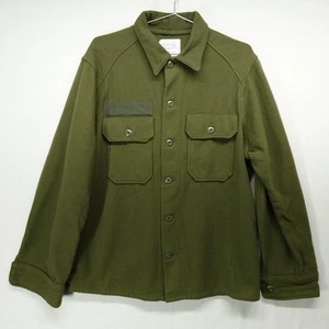 Vintage US Army Shirt Mens Large Green Cold Weather Wool Blend - Picture 1 of 10
