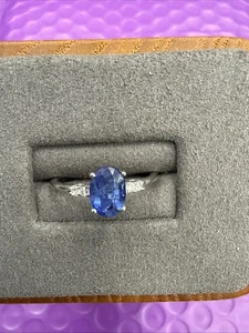 ⭐️Gorgeous Sterling Silver Blue Sapphire With CZ Ring Size 6 (4) - Picture 1 of 4