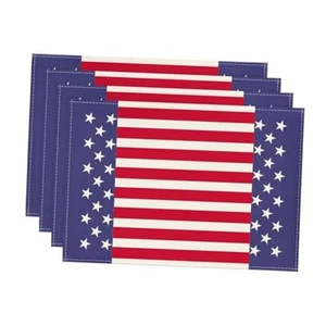 Watercolor Stripes and Stars 4th of July Placemats Set of 4, 12 x 18 Inch - Picture 1 of 7