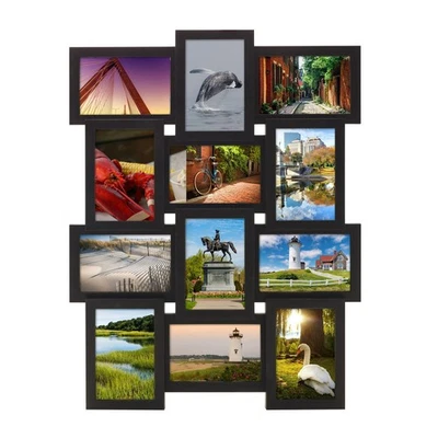 Melannco 12 Opening Collage Frame, Displays 4x6 and Six 6x4 Inch Photos, Black - Image 1 of 4