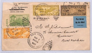 USA Air Mail Cover New York Curacao 15c 1937 {samwells-covers}YU232 - Picture 1 of 11