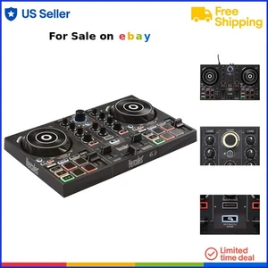 DJ Controller Plastic 2-Track Beginner Mixing Software USB Sound Card - Picture 1 of 8