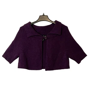 Mercer Madison Shrug Womens Size L Purple Wool Short Sleeve Button Closure - Picture 1 of 8