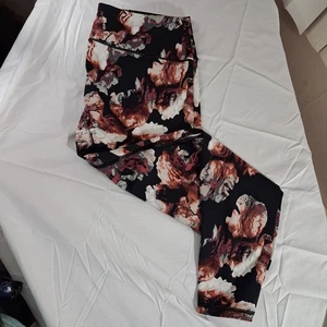 Victoria's Secret Leggings Womens Activewear XLARGE BlackPink Floral Yoga Pants - Picture 1 of 10