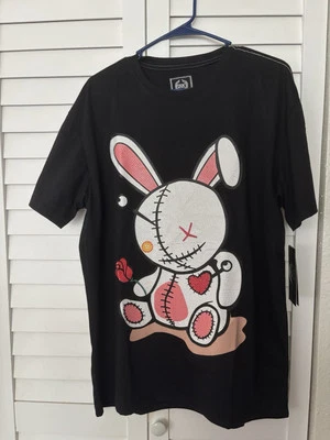 Camiseta preta GG coelho com rosa - Imagem 1 de 4