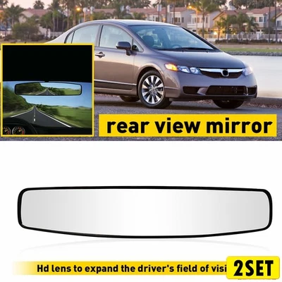 2Set Universal Mirror XL For Vision Rear View 17 inches Wide Angle Convex Car US - Image 1 of 4