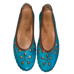 SPRING STEP Rayely Leather Flat Shoes Turquoise Size 40 Slip On - Picture 1 of 8