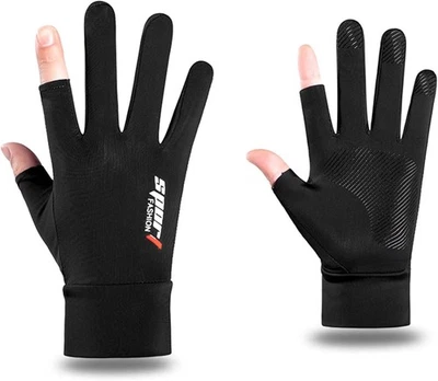 Mens UV-Sun-Protection-Fingerless-Gloves Non-Slip Medium, Black11  - Image 1 of 4