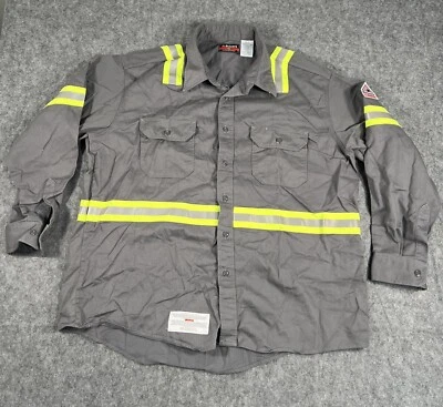 BULWARK FR Midweight Gray Enhanced Visibility Reflective Uniform Shirt XXL - Image 1 of 4