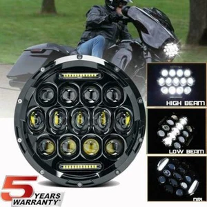 DOT 7" Inch Headlight H4 Round LED Projector For Motorcycle Harley Cafe Racer - Picture 1 of 12