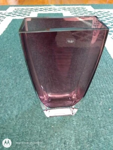 Krosno Poland Glass Vase, Plum Colored - Picture 1 of 4