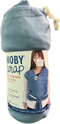 Portabebés MOBY WRAP Easy-Wrap en azul medio - para bebés de 8-35 libras. - Nuevo Foto 1 de 2