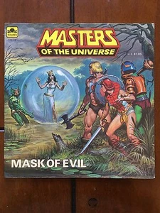 Vintage 1984 MASTERS OF THE UNIVERSE Mask Of Evil Hughes BOOK Golden Heros - Picture 1 of 8
