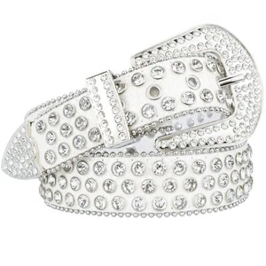 Rhinestone Belt for Women Men, Western Cowgirl Cowboy Bling Studded Leather B... - Picture 1 of 9