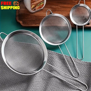 Stainless Steel Mesh Strainers Set Colander Kitchen Fine Mesh Sifting Flour - Picture 1 of 18