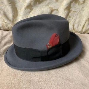 Diamon Brand Gray Genuine Fur Felt Fedora Hat Sz 6 7/8 - Picture 1 of 7