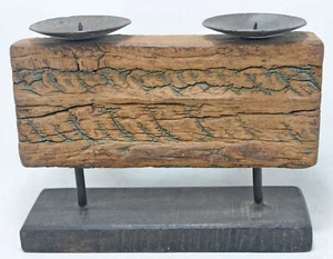 Antique Wooden Carving Plaque Candle Holder Stand Original Old Hand Carved - Picture 1 of 9