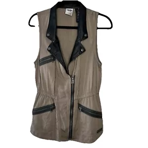 Harley Davidson gilet donna asimmetrico con zip, taglia M, twill, marrone, vintage - Foto 1 di 18