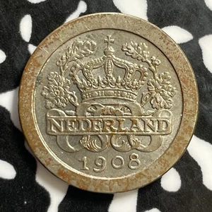 1908 Netherlands 5 Cents Lot#E2771 High Grade! Beautiful! - Picture 1 of 2