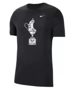 NIKE RAFAEL NADAL FRENCH OPEN 20 GRAND SLAMS TROPHY BITE SHIRT BLACK SILVER 2XL - Picture 1 of 8