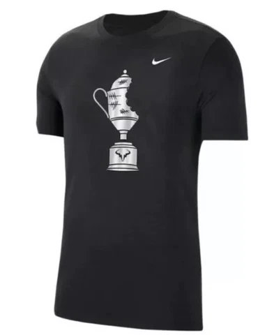 NIKE RAFAEL NADAL FRENCH OPEN 20 GRAND SLAMS TROPHY BITE SHIRT BLACK SILVER 2XL Cover