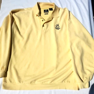 Mens Golf Sweater Authentics  XL Yellow Long Sleeve Cotton Blend World Golf - Picture 1 of 10
