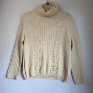 St. John Sport Pullover Damen S Zopfmuster Santana Rollkragen creme ivory Vintage DEFEKT - Bild 1 von 6