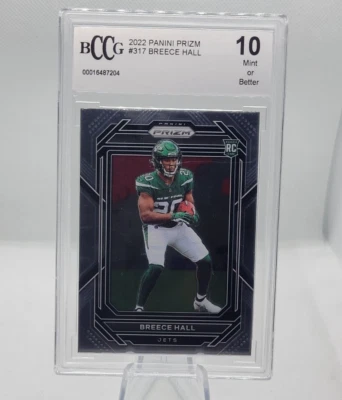 2022 Panini Prizm BREECE HALL Rookie BCCG 10 Mint #317 Jets - Image 1 of 2