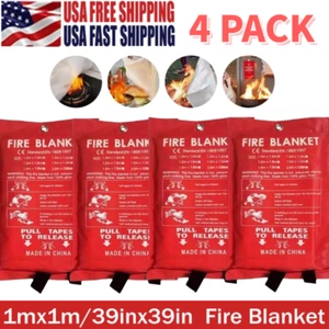 4 PACK FIRE BLANKET Fiberglass Hero Emergency Home Retardant Prepared 39''x39'' - Picture 1 of 13