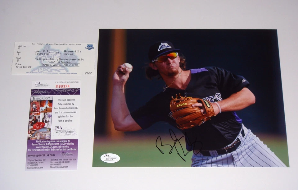 Brendan Rodgers Colorado Rockies Signed Color 8x10 Action photo JSA CERT W/TIX - Image 1 of 1