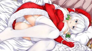 Anime girls santa costume thighhighs panties white hair Playmat Gaming Mat Desk - Picture 1 of 1