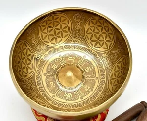 9 inches Lingam Singing Bowl -Special Art Carving Tibetan Bowl -Chakra Balancing - Picture 1 of 5